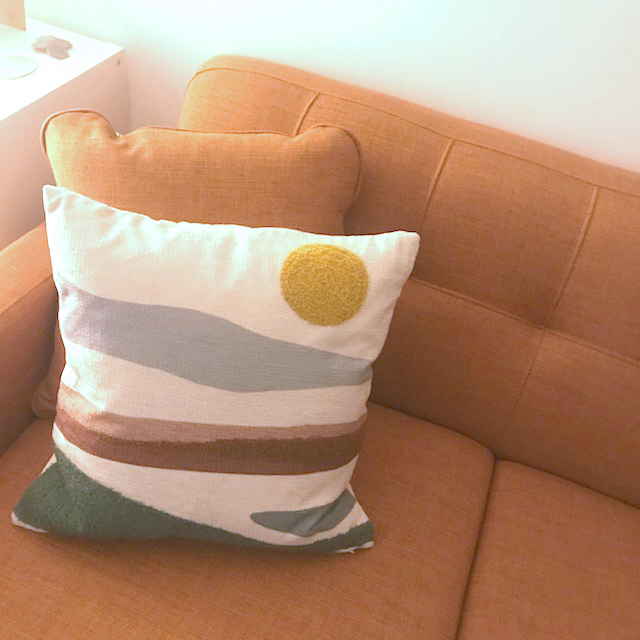 Cushion or pillow on a sofa