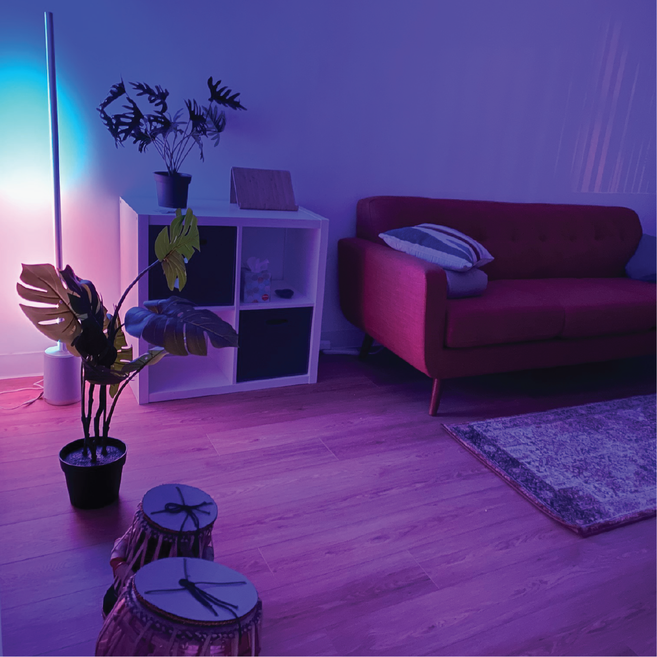 Purple lit room