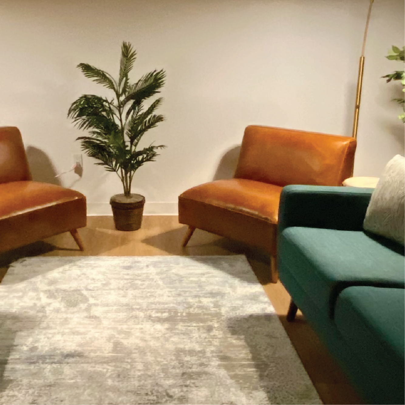 Softly lit treatment room interior