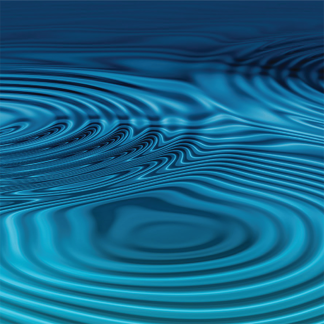 Concentric blue ripples spreading across water